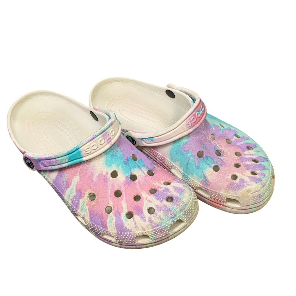 Crocs Tie Dye Pastel Classic Clogs Women's Size 10 (M8) Pink Purple Blue Slip On